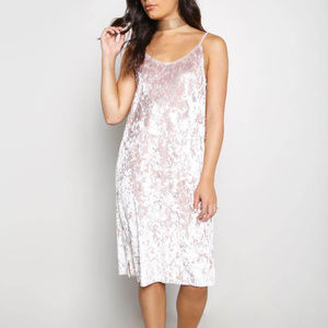 S M L  Pink Crushed Velvet Slip Dress